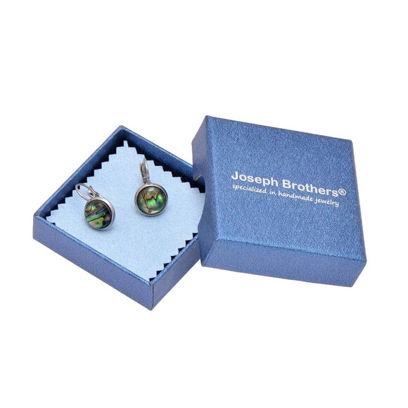 Handmade 10mm Abalone Shell Dangle Earrings for Women, Silver Steel, Gift-Ready - Picture 7 of 7